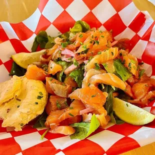 De-breaded lox sandwich w. sambal-basil cream cheese