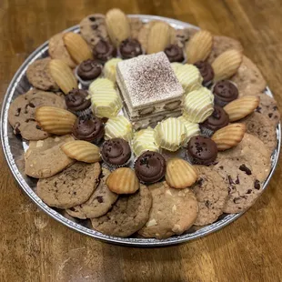 a platter of cookies and cookies