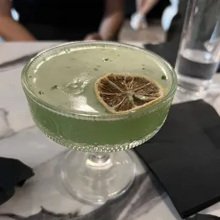 Blue basil martini