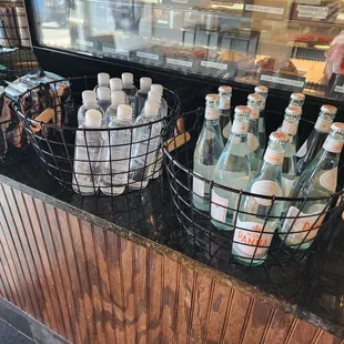 a display of bottled beverages