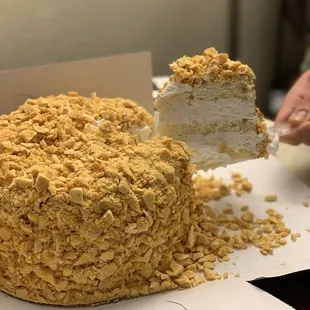 Cake is so light and the coffee crunch is not too sweet