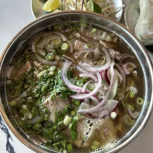 Rare steak, brisket and flank pho.