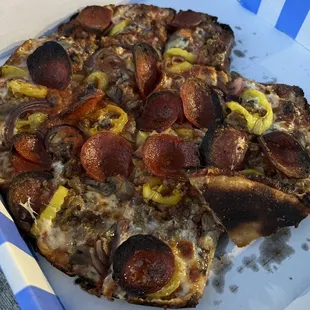 Burnt pizzas