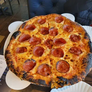 Coal fired pepperoni pizza