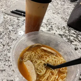 Thai Iced Tea and Spicy Chicken Ramen
