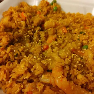 Super salty shrimp fried rice. Tasted like they dumped a lot of soy sauce in it.