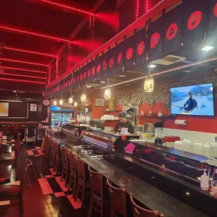 interior, sushi and sashimi