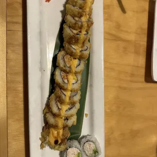 Enjoy roll (top) and California roll (bottom)