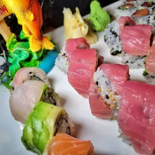 a plate of sushi on a table