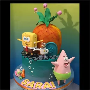 Sponge Bob Square Pants cake. Bob and Patrick are both made of RKT.