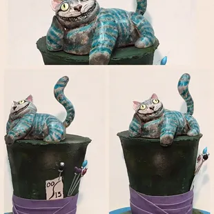 Cheshire Cat on Mad Hatter cake