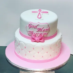 Baptism cake completed in fondant.