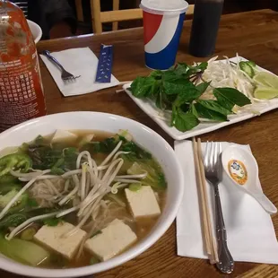 Pho veggie. Very good. Even got a free lesson on how I eat it incorrectly :/