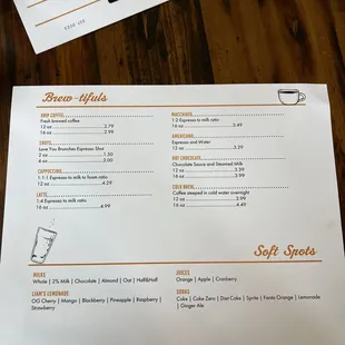 Drink menu