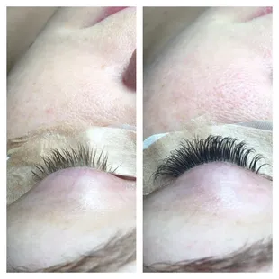 Before and after passion set with curly lashes