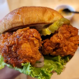 $6.95 GOAT chicken sandwich. Tastes more like a traditional Wendys sandwich. Pass, get the Nashville