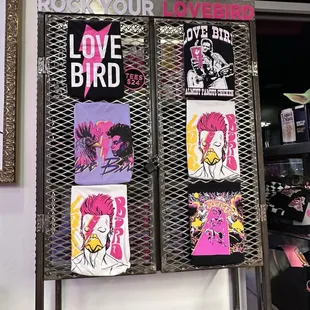 They sell t-shirts and stickers for purchase.