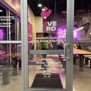 This is the door that shows the hours of operation.