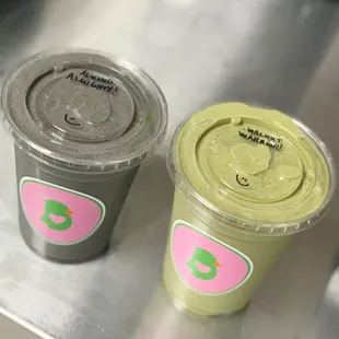 two cups of green smoothie