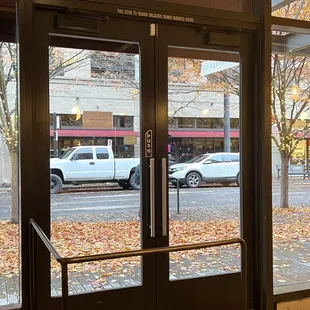 the entrance to the bakery