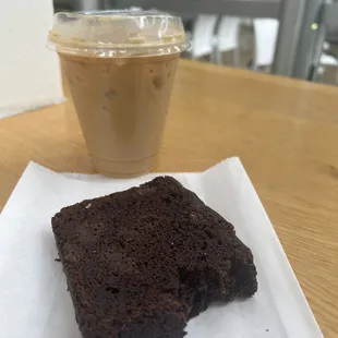 Vegan pound cake and iced oat latte