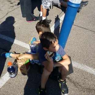 Waiting in line for kids health fair