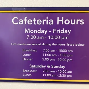 Cafeteria hours.