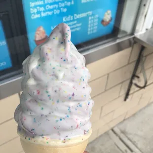 Blueberry cone with cake batter dip.  So delicious!