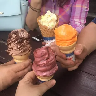 Black cherry, dreamsicle, cake batter, and chocolate. All great but cake batter with cake batter dip was outstanding!