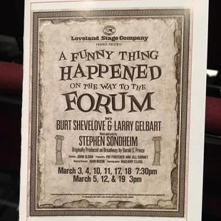 A Funny Thing Happened on the Way to the Forum. 3/17/2017.