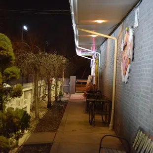 the bistro seating in the early spring.