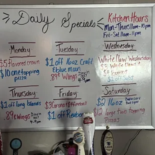 Board of Daily Specials