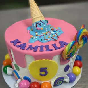 a birthday cake decorated with candy