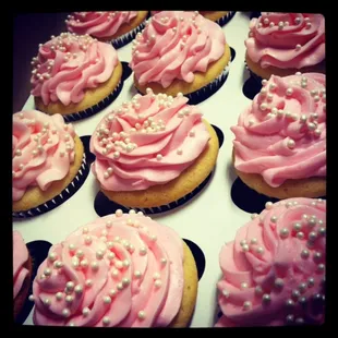 Vanilla Cupcakes with Pink Champagne Buttercream Frosting