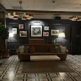 a living room with a couch and a coffee table