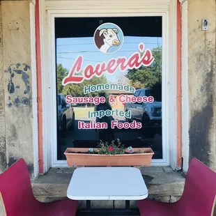 a table and two chairs