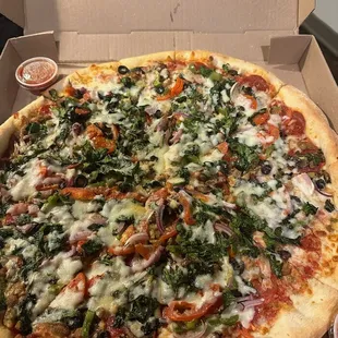 Largest size pizza "The Works"