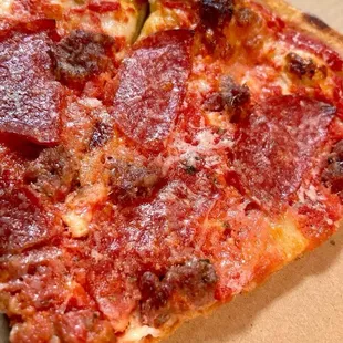 Pepperoni and sausage pizza
