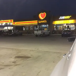 a parking lot at night