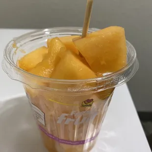 Great idea, a small wooden stick to use to eat your fruit, which tastes Delicious