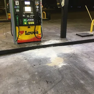 Just a slight spill.  Don't strike a spark here or things could get hot in a hurry.