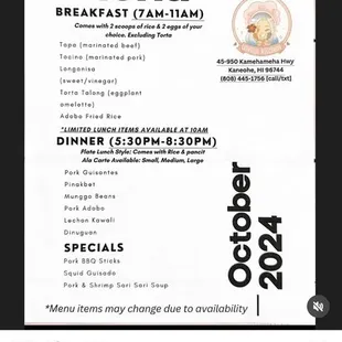 Follow their instagram @loveyskitchen808  They post their hours of operation &amp; food menu!