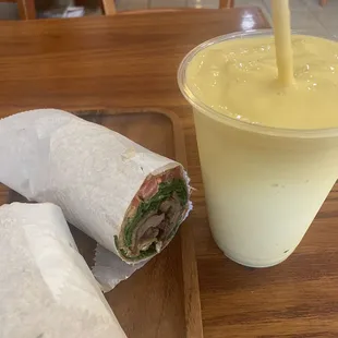 For my first time here, I got the heaven wrap and mango smoothie with almond milk which was very refreshing. Everything was great!