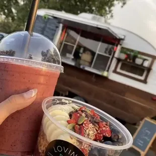 Brazilian açaí and a cool strawberry smoothie