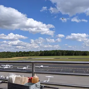 patio view with the airplanes