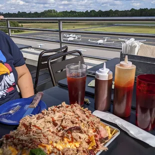 bbq nachos with sauces