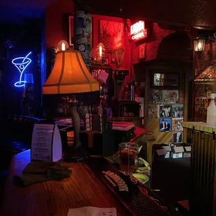 a bar with neon lights