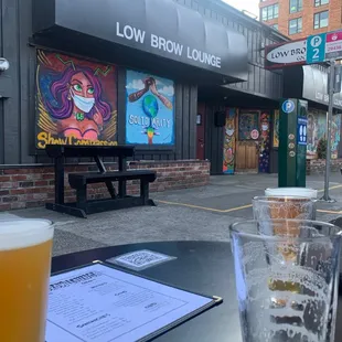 a glass of beer on a table