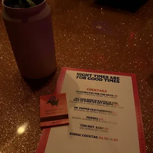 Rotating "Zodiac Cocktail." Discount if it's your sign.