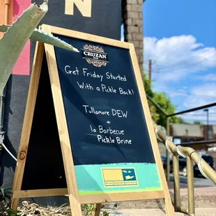 a blackboard with a menu on it